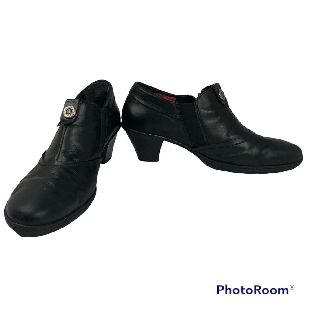 Reiker Women's Size 10 Black Leather Casual Shoes, Size Zip, Elastic Foot Gusset